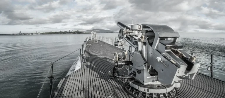 Battleships of WWII Departing from Waikiki Area